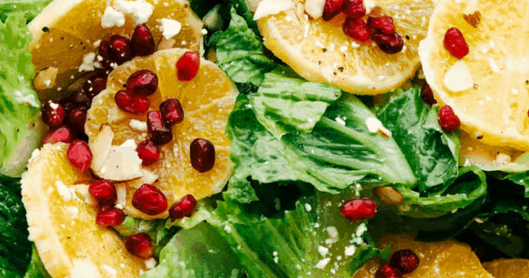 Orange Pomegranate Salad With An Orange Vinaigrette Dressing